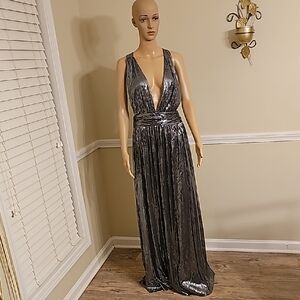 Glamorous Metallic Backless Dress